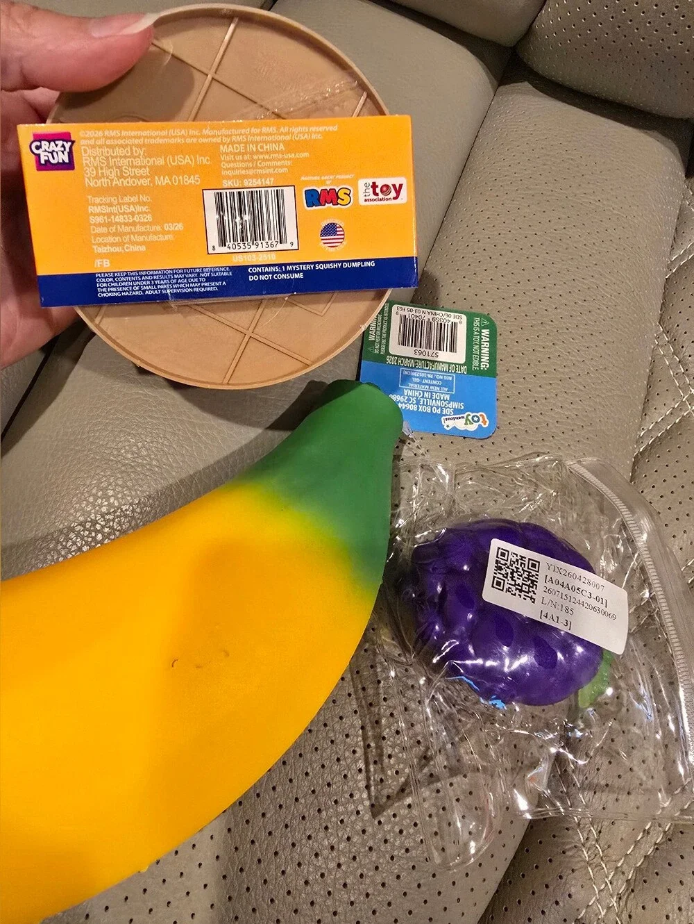 Bundle Of Gold Glitter Dumpling, Banana And Grape Squishy